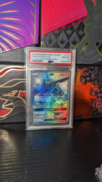 Pokemon Hidden Fates Full Art Shiny Rayquaza GX Promo # 177a GEM MINT PSA  10