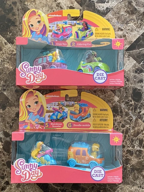 Sunny Day Hairdryer Scooter & Doodle-Mobile And Glam Van & Coloring Car Die Cast