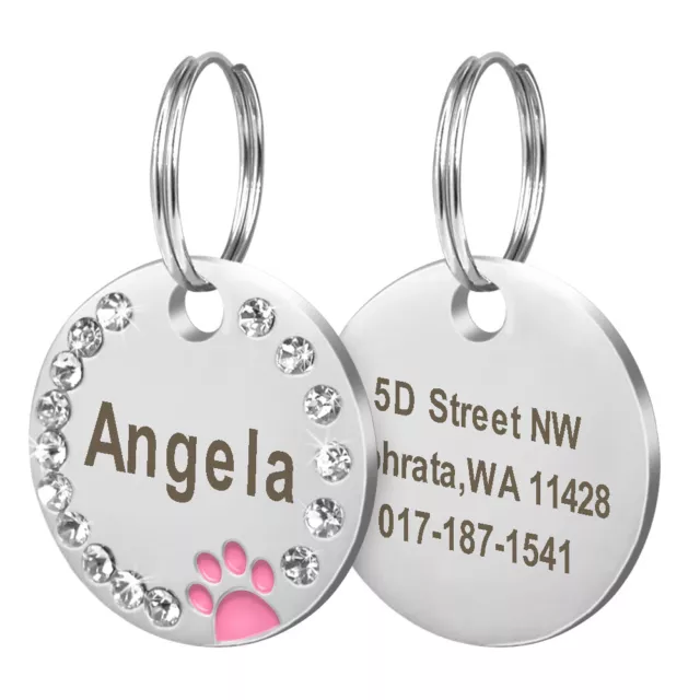 Custom Engraved Personalized Pet Tag Id Dog Cat Puppy Name Tags Free Hair Bows