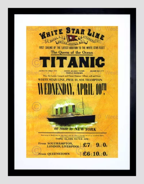 Travel Doomed Ocean Liner Titanic Queen White Star Uk Framed Print B12X10274