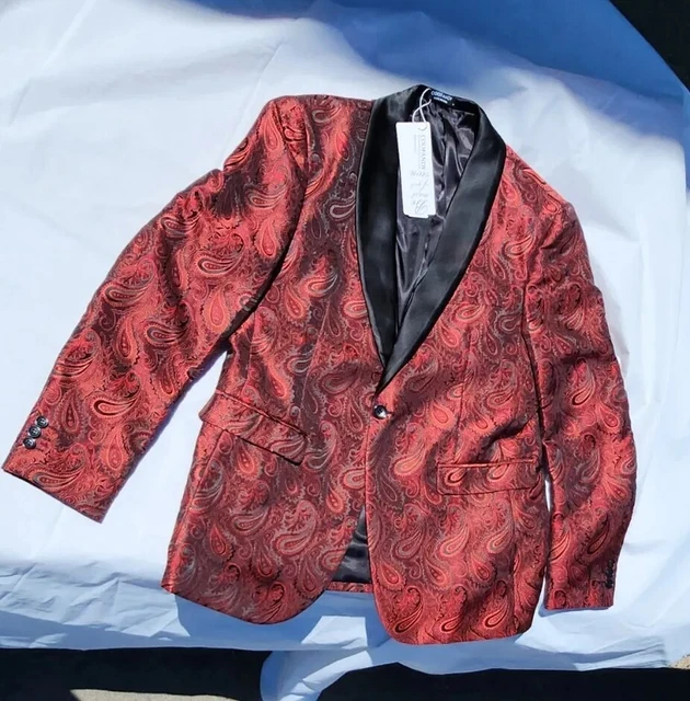 coofandy Mens Floral Texedo Prom Paisley Lapel Suit Jacket Dinner Size Medium