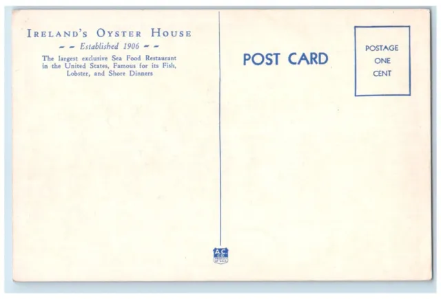 1920 Multiview Ireland Oyster House Restaurant Chicago Illinois Vintage Postcard 2