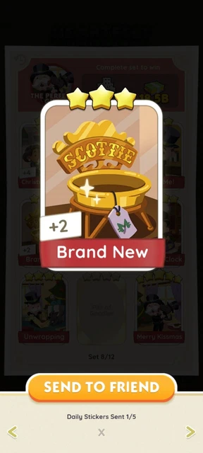 Monopoly Go BRAND NEW Fast Send NEW 3 ⭐️ CARD STICKER