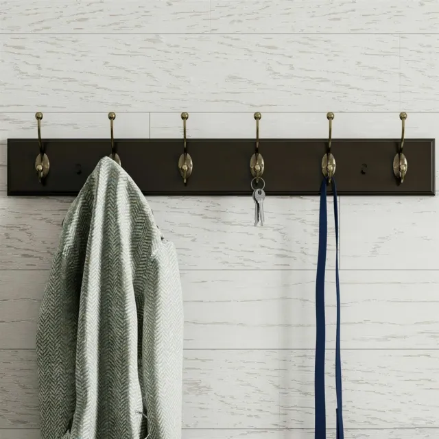 27 Inch Brown Wooden Coat Rack Hallway Entryway Towels Clothes Decorative