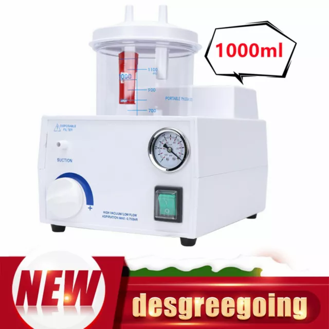 1000mL Portable Phlegm Suction Unit Emergency Medical Vacuum Aspirator Machine