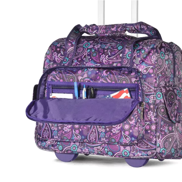 Olympia Deluxe Fashion Rolling Overnight Luggage Suitcase, Purple Paisley (Used) 3