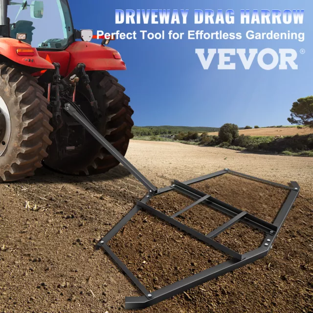 74'' Width Steel Driveway Drag Tow Behind Drag Harrow Gravel Grader ForATV UTV.,