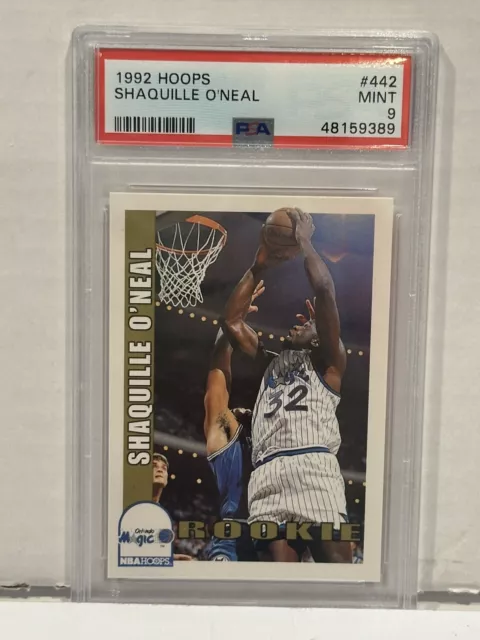 PSA 9 1992-93 NBA Hoops Shaquille O'Neal #442 Rookie RC HOF Mint