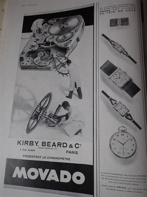 MOVADO montre + FRIGELUX par Théo ROGER publicité papier ILLUSTRATION 1931 col