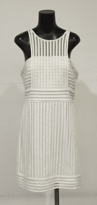 Lilly Pulitzer Women's Crochet Stripe Rae Shift Dress LV5 Resort White Large NWT