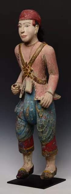 19th Century, Mandalay, Antique Burmese Wooden Standing Figure 6