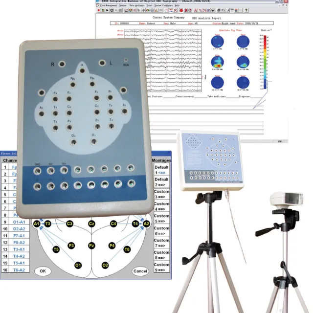 Digital Portable EEG Machine And Mapping System 16-channel Free Software CONTEC