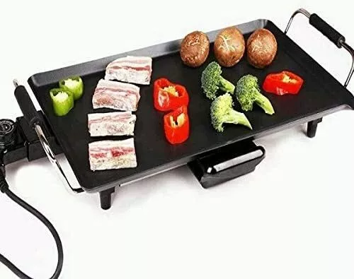 Electric Teppanyaki Table Top Grill Griddle BBQ Barbecue Camping 8 Spatulas