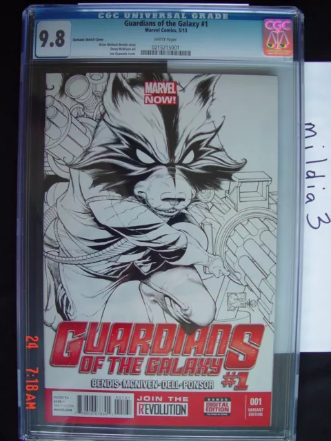 Guardians Of The Galaxy #1 Quesada Sketch Variant (2013) Cgc 9.8  Rocket Raccoon