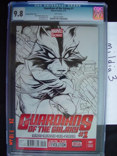 Guardians Of The Galaxy #1 Quesada Sketch Variant (2013) Cgc 9.8  Rocket Raccoon
