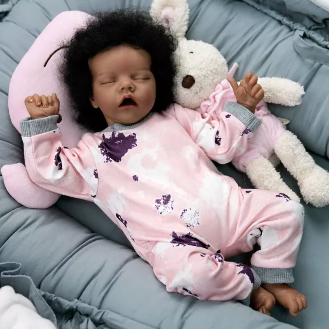 17" Lifelike Reborn Baby Dolls Handmade Realistic Newborn Black Skin Girl Cuttie