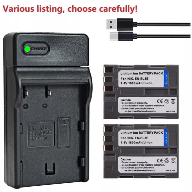 EN-EL3e EL3a Battery or Charger For Nikon D700 D300s D80 D70s D90 D50 D200 D100