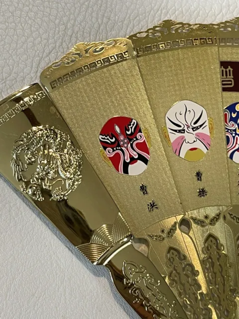 Chinese Style Decorations - Beijing Opera Mask - Golden Metal Fan - 3