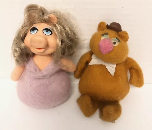 (2) 1979 Fisher Price Muppets FOZZIE BEAR & MISS PIGGY 6" Bean Bag Plush Vintage