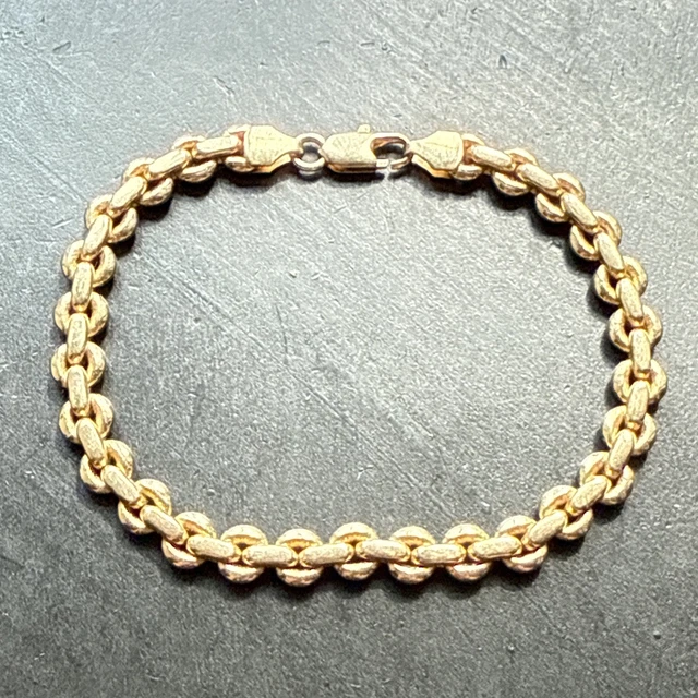 Bracelet Ancien Gourmette – Chaîne Tank Maille, Plaqué Or 18k (750) – Style Jonc Simple