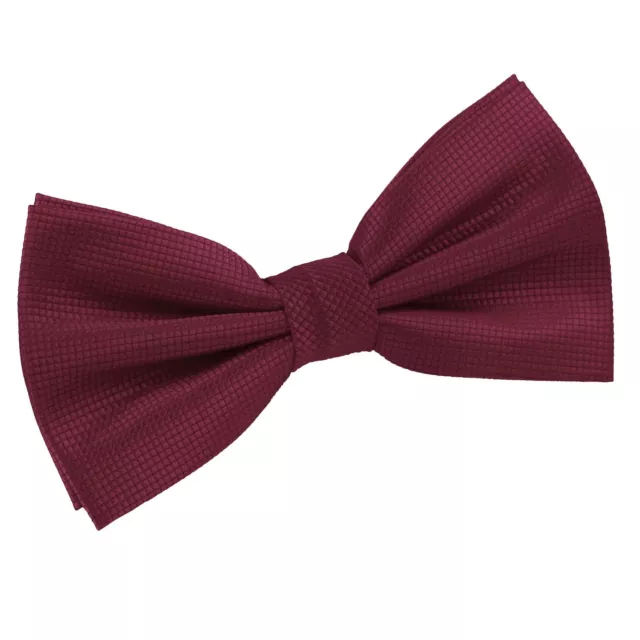 Burgundy Mens Bow Tie Woven Plain Solid Check Formal Pre-Tied Bowtie by DQT