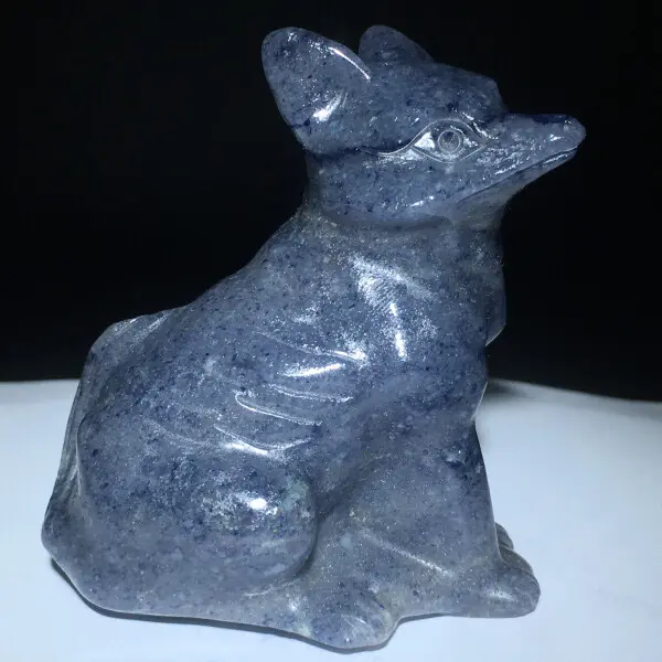 126g Natural Crystal.sodalite.Hand-carved.Exquisite fox.Animal statues.gift 59