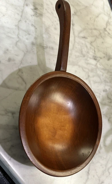 Vintage Munising Footed Wood Bowl With Handle By Munising