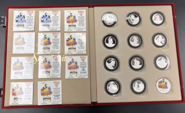 1987 Disney Snow White 7 Dwarfs 50th Anniv. 11pc 1/2oz Silver Collectors Set