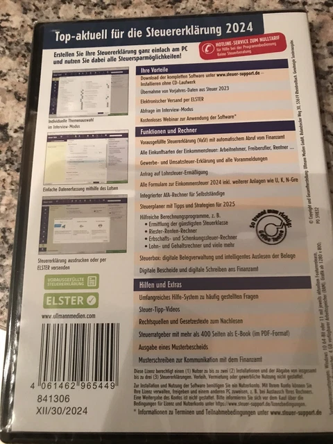 ALDI STEUERSOFTWARE 2024 für das Jahr 2024 Einkommensteuer NEU OVP CD