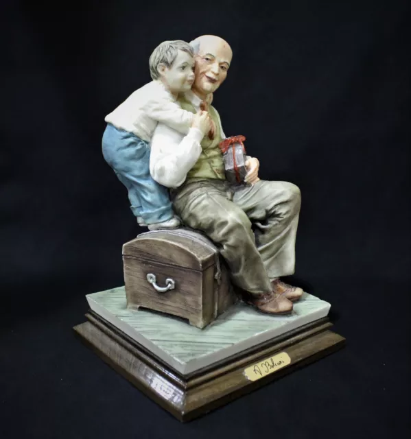 Capodimonte Italy A. Belcari Signed "Grandfather and Child" Figurine