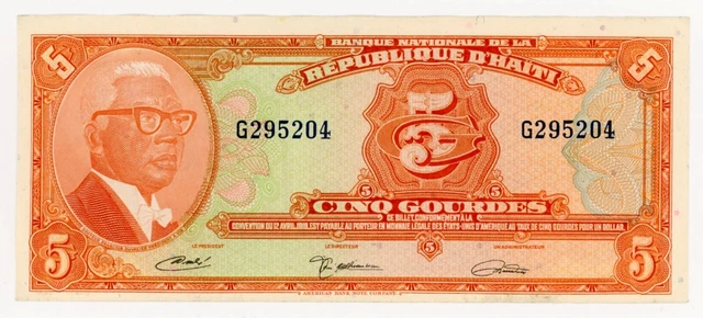 1971 ND Haiti 5 Gourdes P202 AU/UNC #18975