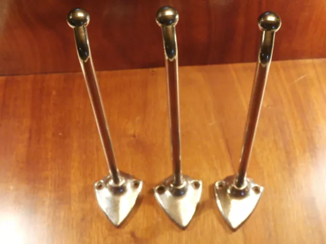 Vintage Lot of 3 Large 12"  *Chrome Coat Hanger Hooks*  Heavy Duty