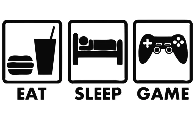Eat Sleep Game Xbox Ps Wii fan camera da letto bambini decalcomania adesivo da parete foto 2