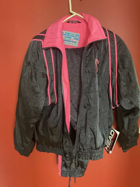 Head Sportswear Track Suit Women's Sz “S” 2 Piece Jacket & Pants,Black& Pink,New