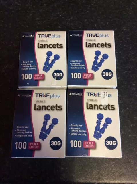 True Plus Lancets 30G 4 cajas = 400 resultado verdadero/tú verdadero **nuevo y sellado**
