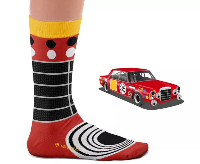 HEEL TREAD Socken im Design "Rote Sau" - Gr. 41-46 - Auto Oldtimer Race Rally
