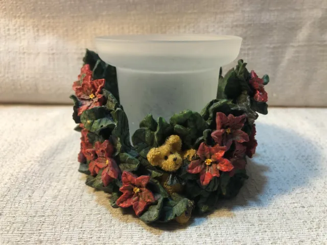 Boyds Bear Paxtons Christmas Blossoms Holiday Flora Votive Candle Holder 27726