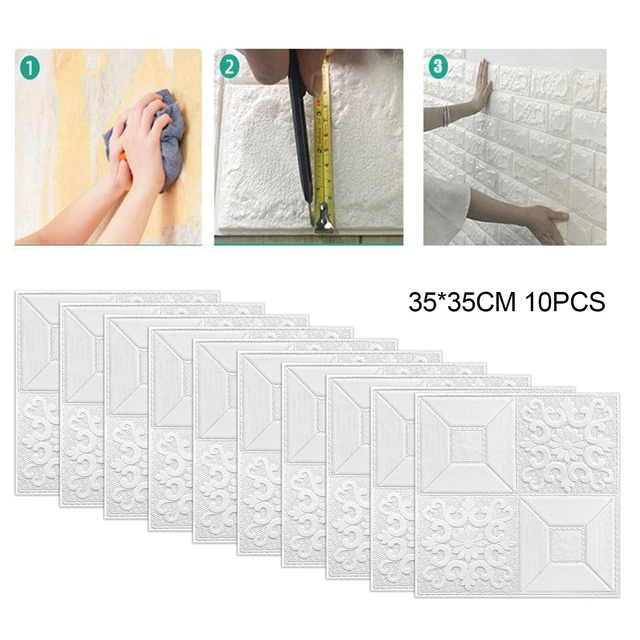 Panneaux Muraux 3D Autocollants - Effet Brique/tuile - 10 Pièces - Neuf