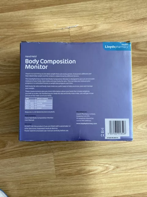 BMI Body Composition Monitor Lloyds Pharmacy Hand Held GWC 3