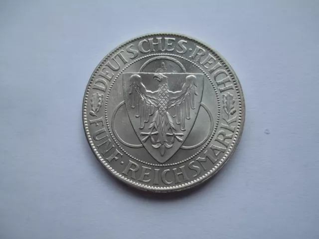 Weimar - 5 Reichsmark Rheinland-Räumung 1930 A - Silber - Stempelglanz