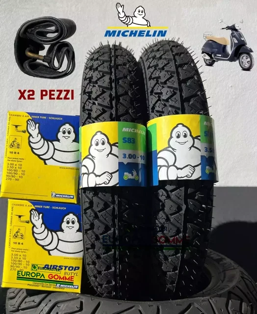 Gomme Vespa 3.00-10 Con Camere Coppia Gomme Michelin S83 2 Camere D'aria Per Vespa 50 Special - Misura 3.00-10 Copertoni Michelin S83 Per Vespa 50 Special - Foto 10