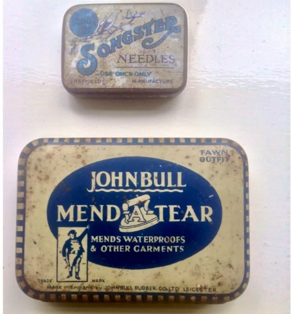 Vintage Collectable Tin Bundle - Vintage John Bull Mend A Tear & Songster Tins