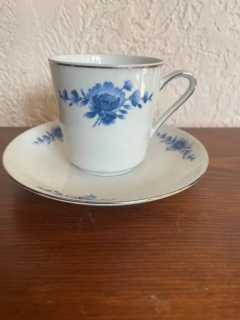 Eschenbach Bavaria China Blue Danish Pattern Teacup & Saucer 