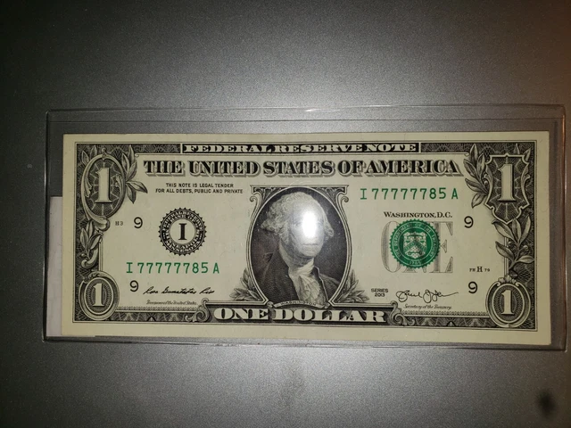 1 dollar fancy note I 77777785 A
