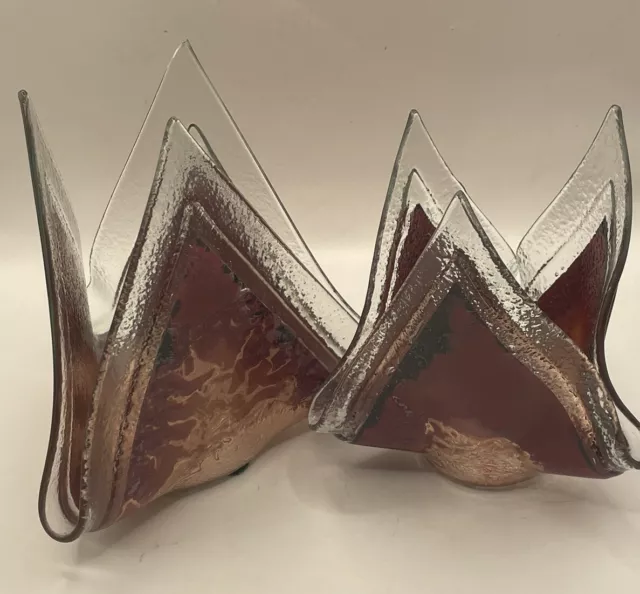 Jones Glassworks, Seattle, WA. Handkerchief Votive Holders 6” & 7” 2008