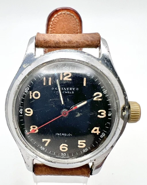 ANTIQUE 1940S WW2 Era Military Radium Manual Wind Calvere Watch EUR 23 ...