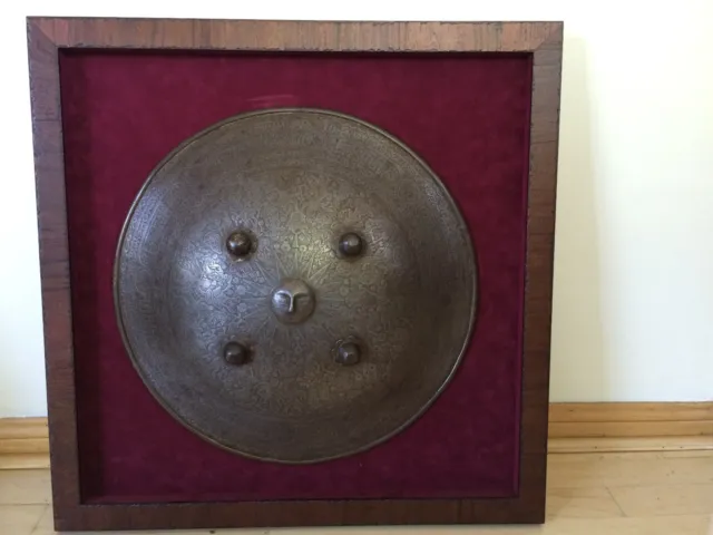 VERY RARE,OLD Antique Indo Persian Engraved Sun War Dhal Shield