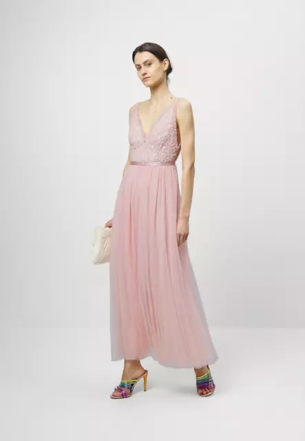 £300 Auth Needle & Thread Light Pink Amalie Ankle Gown, Maxi Dress, size 10 UK