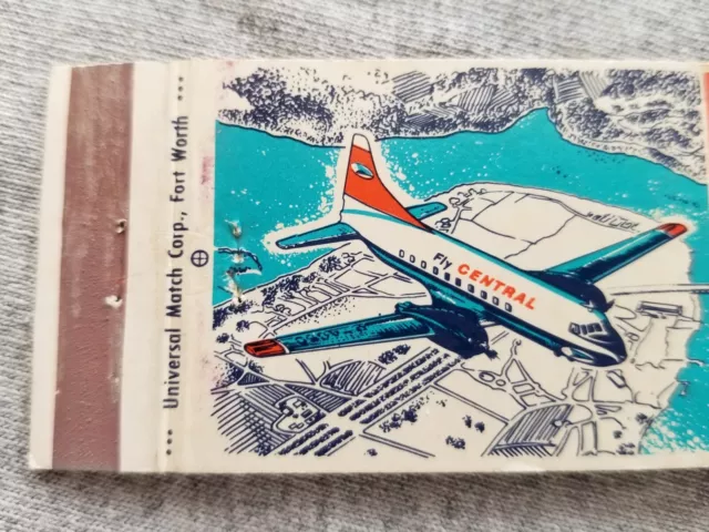Vtg FS Matchbook Cover Central Airlines Serving 50 Cities in AK CO MO OK KS TX