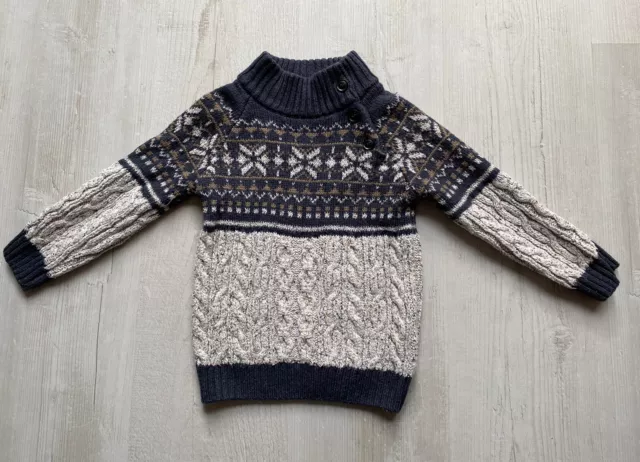 Next Toddler Boys Fair Isle Christmas Winter Jumper Age 3 Years Thick Cable Knit